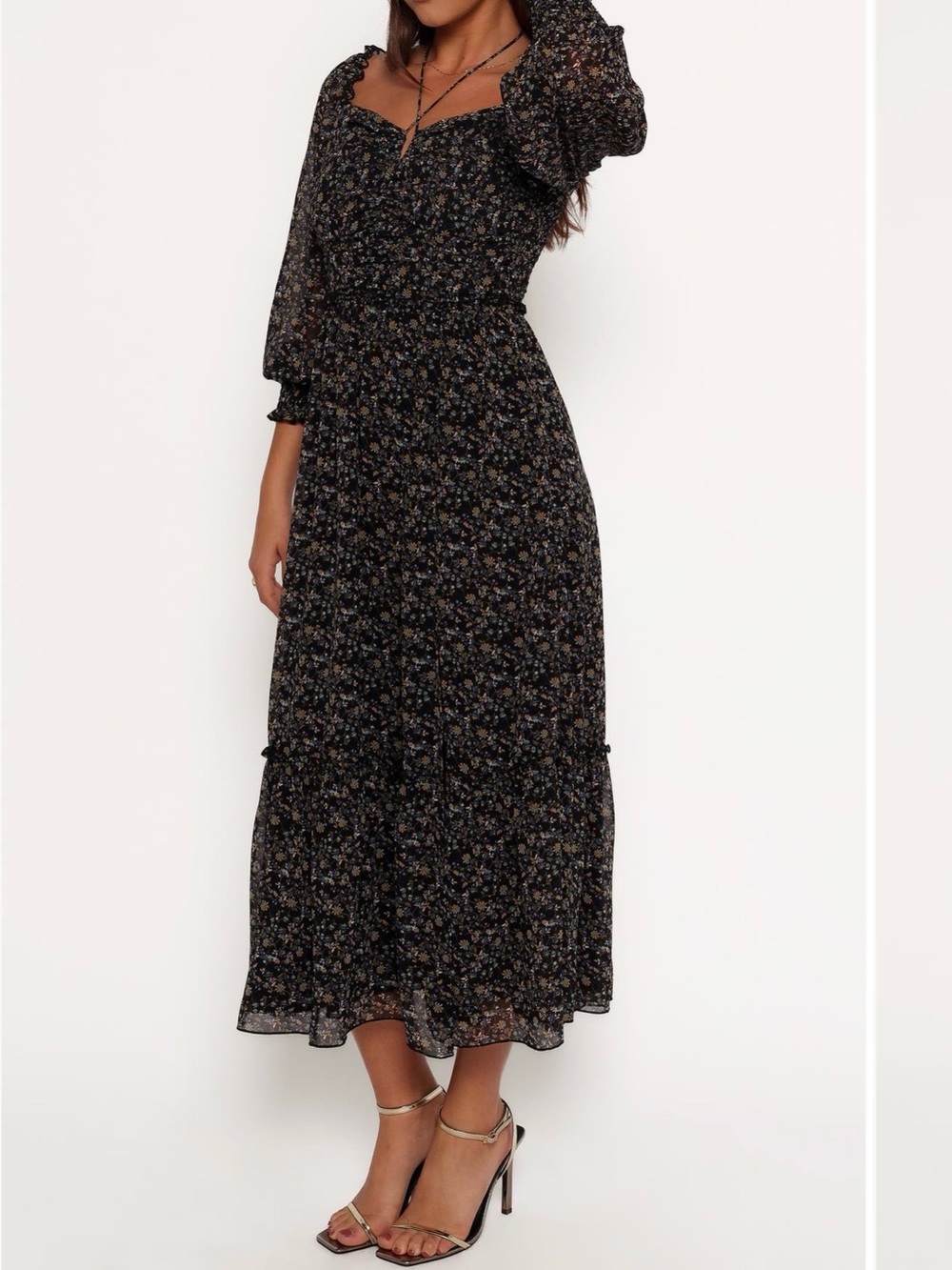 Petal and pup Keziah Long Sleeve Maxi Dress - Navy Ditsy Floral
